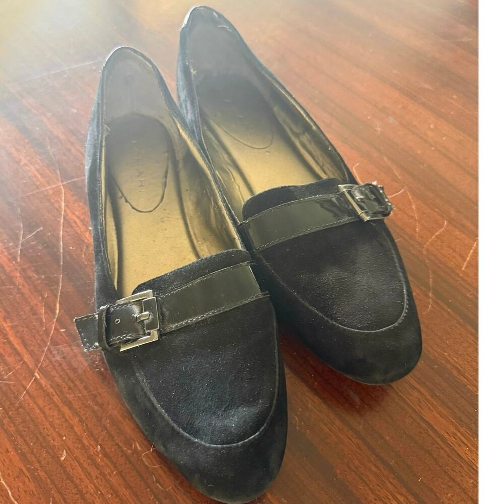 Tahari Hector Black Suede Patent Leather Loafer Sz 9